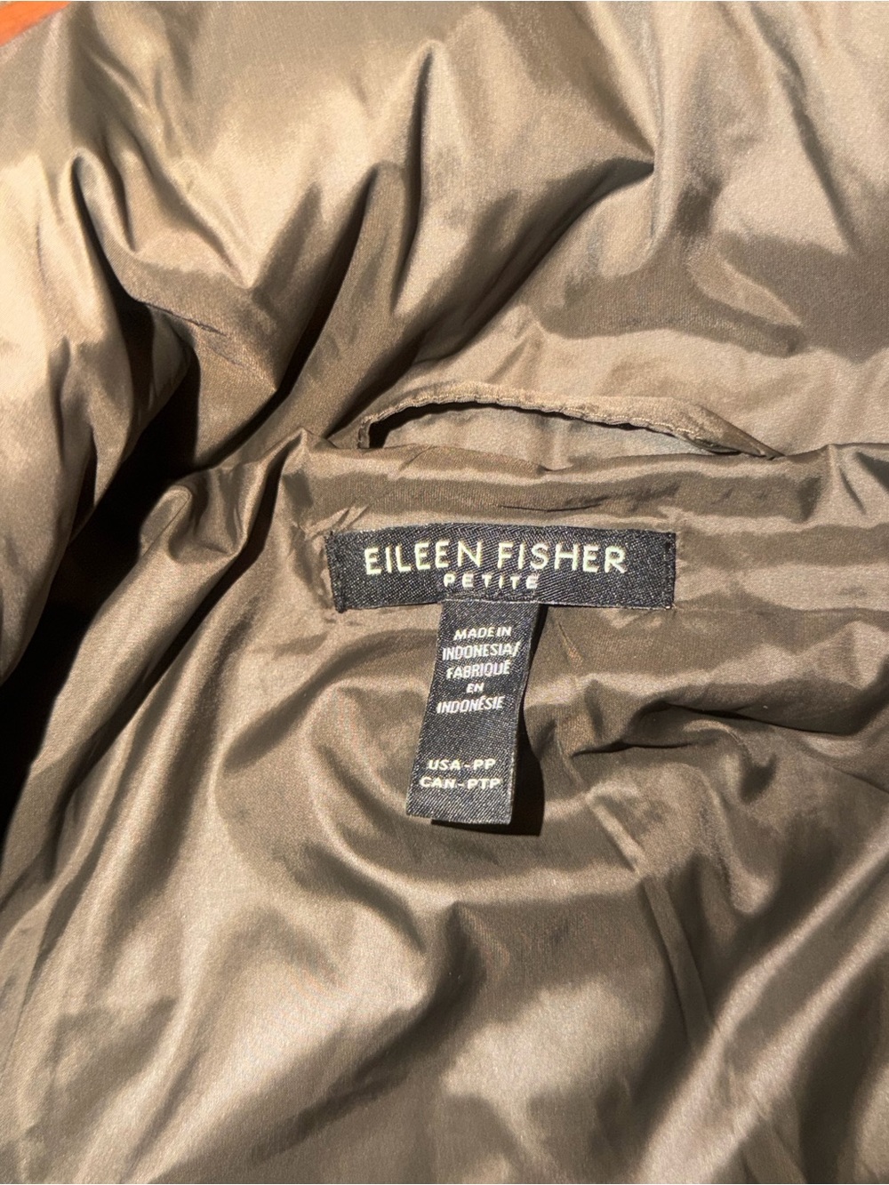 Eileen Fisher Petite Down Jacket in Olive - Picture 8 of 10